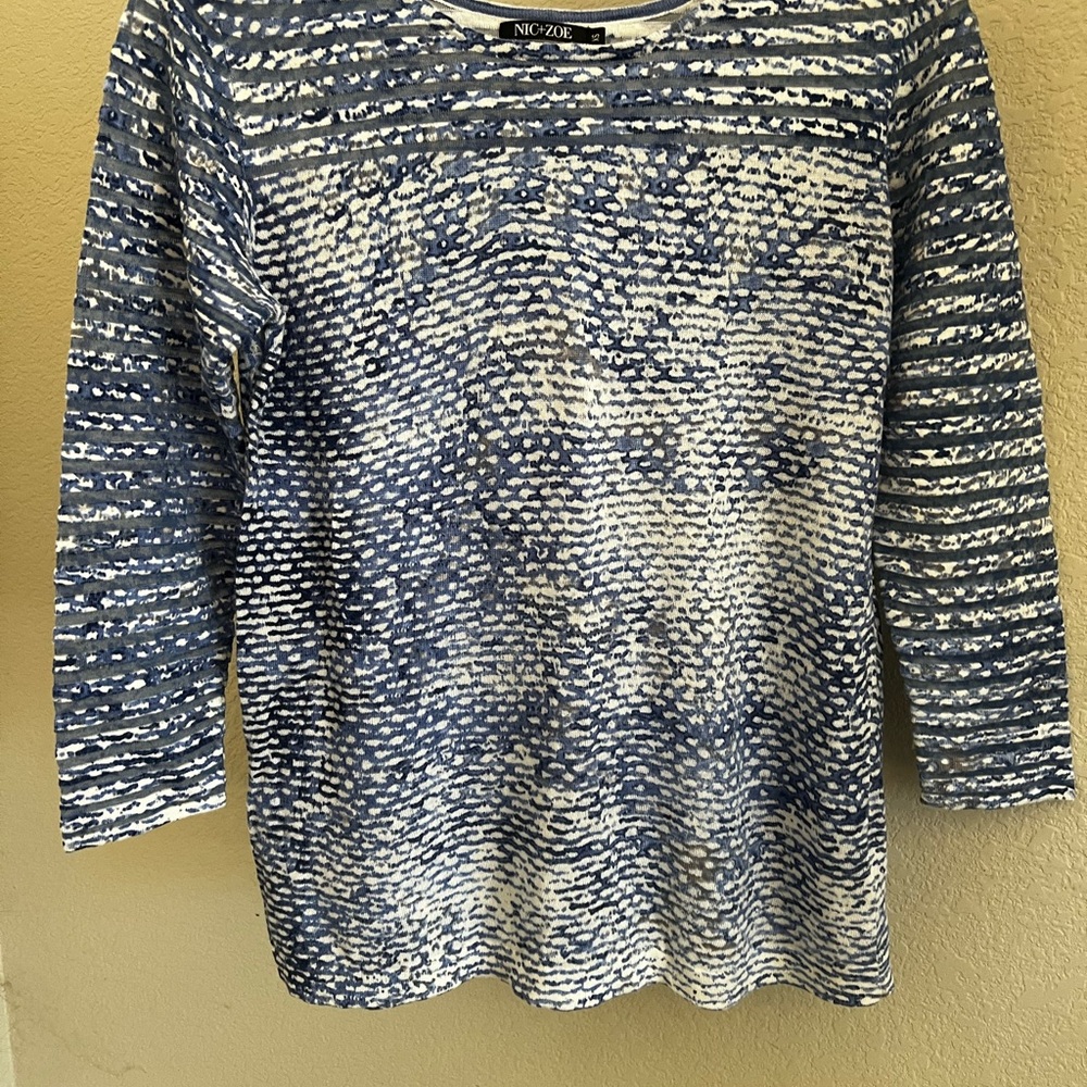 Blue and White Women's Top